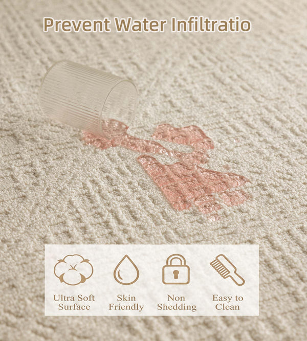 Beige Area Rug 4'7" x 6'7" – Stain Resistant Non-Slip Tufted Rug