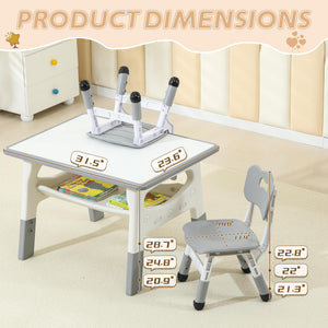 Height-Adjustable Kids Table and 2 Chairs Set