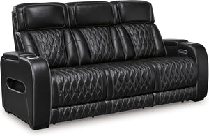 Power Reclining Sofa with Adjustable Headrest & LED Lighting