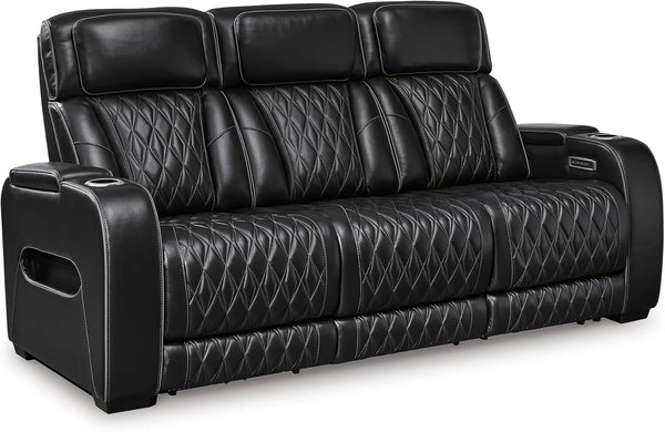 Power Reclining Sofa with Adjustable Headrest & LED Lighting