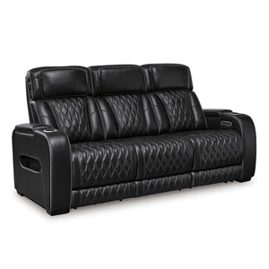 Power Reclining Sofa with Adjustable Headrest & LED Lighting