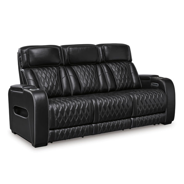Power Reclining Sofa with Adjustable Headrest & LED Lighting