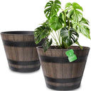 Large Plastic Whiskey Barrel Planters 2 Pack