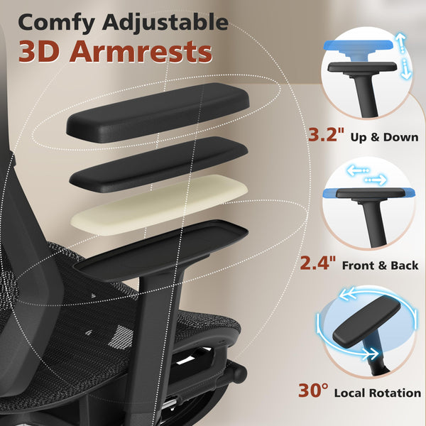 Ergonomic Office Chair with Footrest & Adjustable Lumbar Support