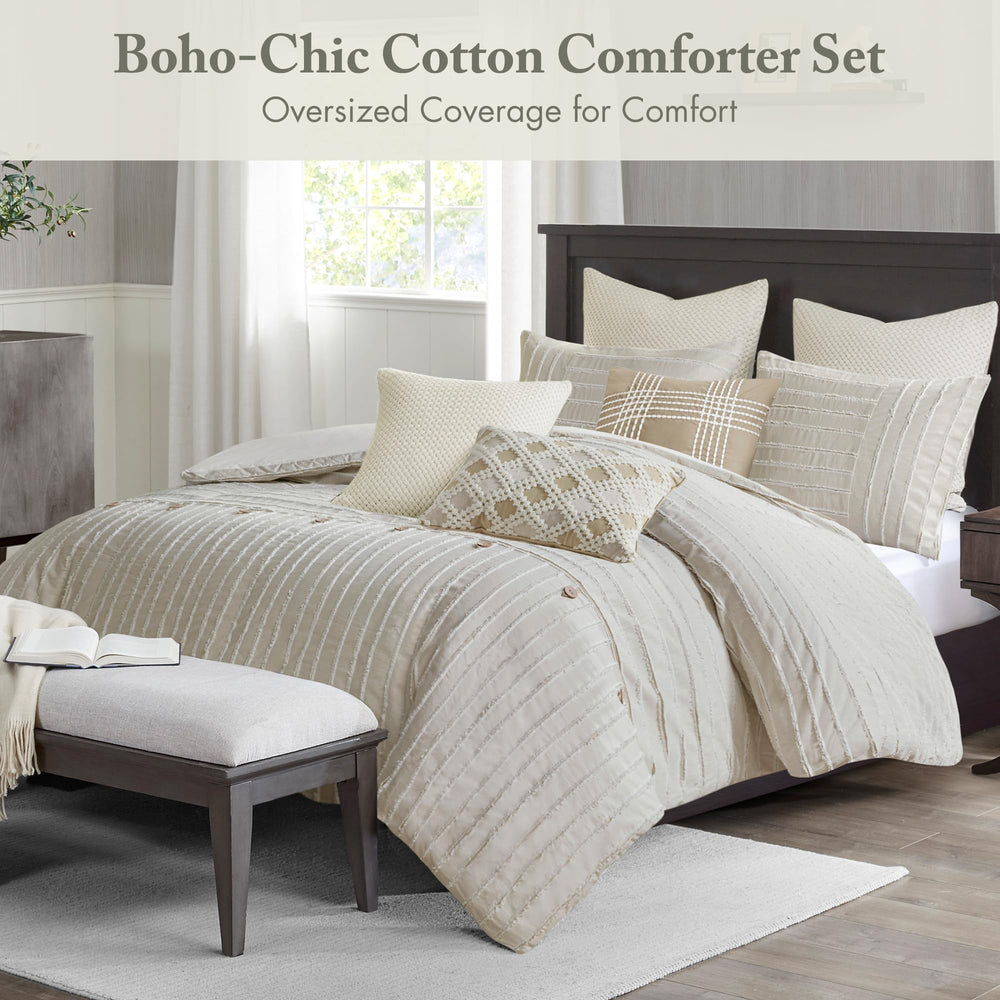 Cotton Clipped Jacquard Comforter Set with Removable Cover