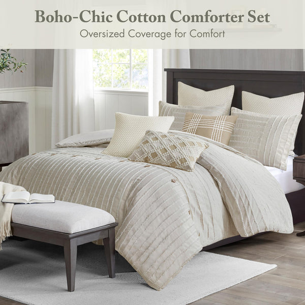 Cotton Clipped Jacquard Comforter Set with Removable Cover