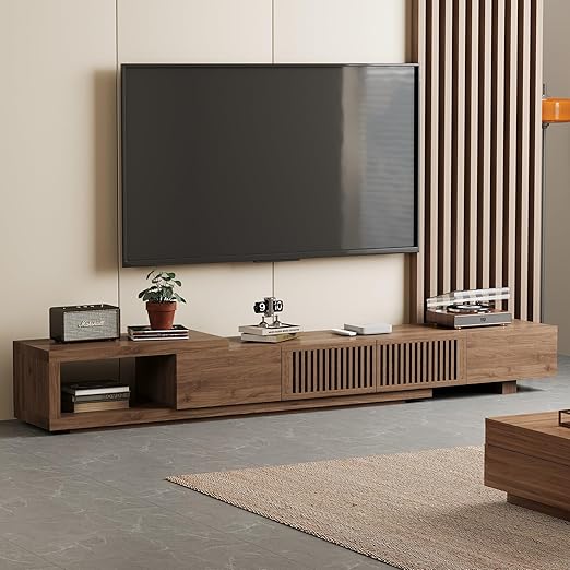 Mid-Century Modern TV Stand with 4 Storage Cabinets