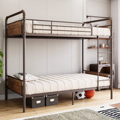 Twin Over Twin Metal Bunk Bed with Safety Guardrail