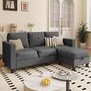 L-Shaped Sectional Sofa with Reversible Storage Ottoman