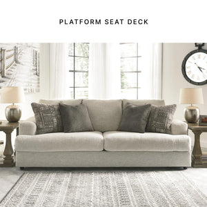 Cream Chenille Sleeper Sofa with Accent Pillows – 96" 3-Seat