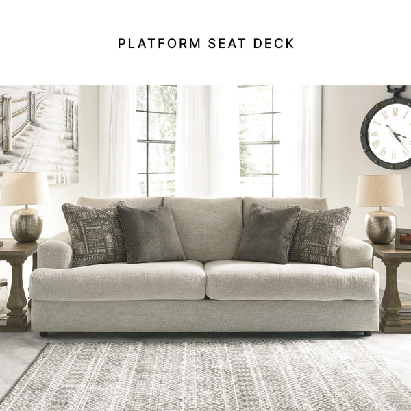 Cream Chenille Sleeper Sofa with Accent Pillows – 96" 3-Seat