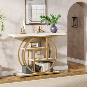 41.3" 4-Tier Console Table with Circle Base