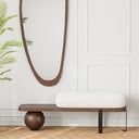 Upholstered Boucle Entryway Bench with Metal Legs