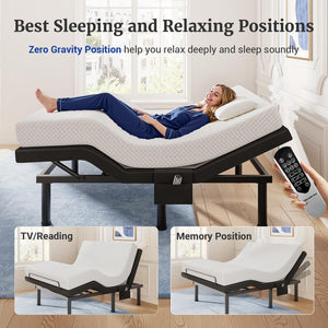 Adjustable Bed Frame with Massage & Wireless Remote