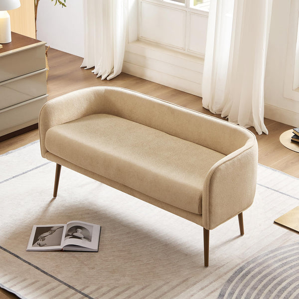 Bedroom Bench with Low Back & Metal Frame