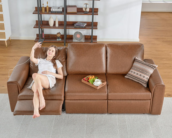 Dual Power Reclining Sectional Loveseat with Console