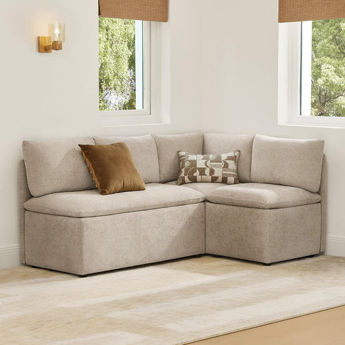 L-Shaped Breakfast Nook Bench with Storage & Back