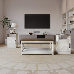 3-Piece Rustic Farmhouse Coffee Table Set with Storage
