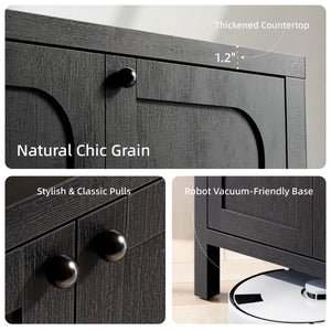 Black Sideboard Buffet Cabinet with Arched Doors