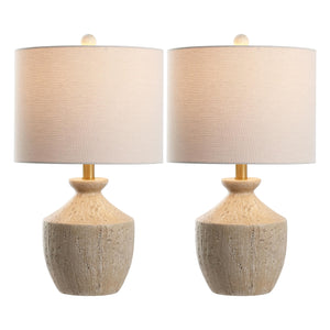 Resin Table Lamp Set of 2 – 21-Inch Bedside Lamps with Fabric Shade