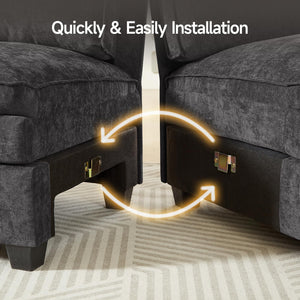 Modular U-Shaped Sectional Sofa with Ottoman