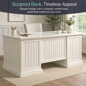 68" Executive Desk with Drawers, Cabinets & Fluted Panel