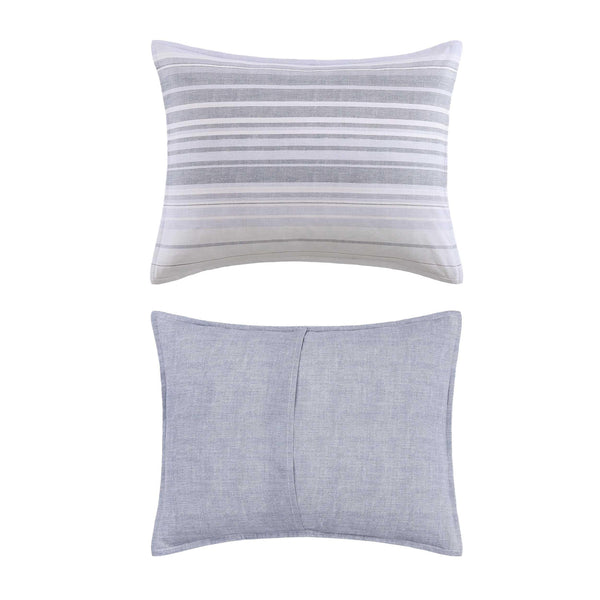 Bold Stripe Grey Cotton Comforter Set with Shams