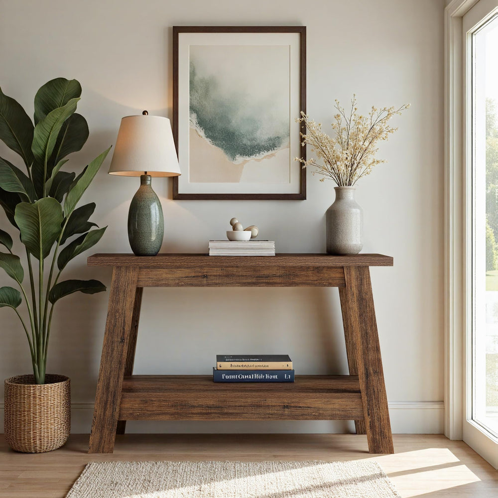 Farmhouse Console Table 2-Tier Narrow Entryway Table with Storage