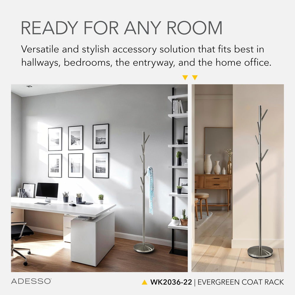 Metal Coat Rack with 6 Hooks, 67" Tall