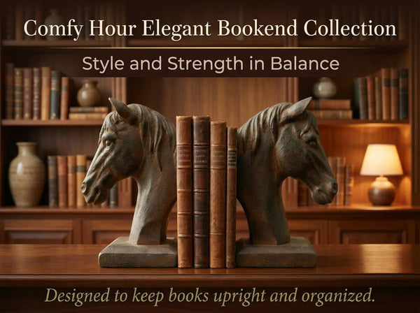 Horse Head Bookends Set – Vintage Resin Book Ends for Shelves