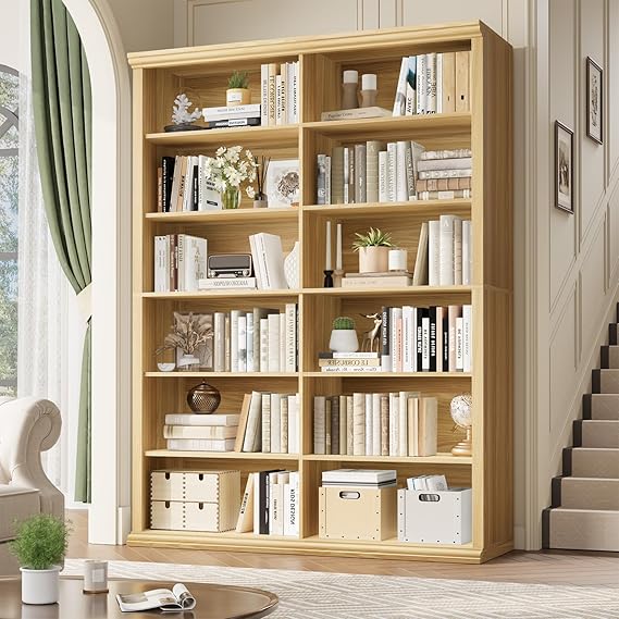 Extra Large Double Bookcase with 6 Shelves