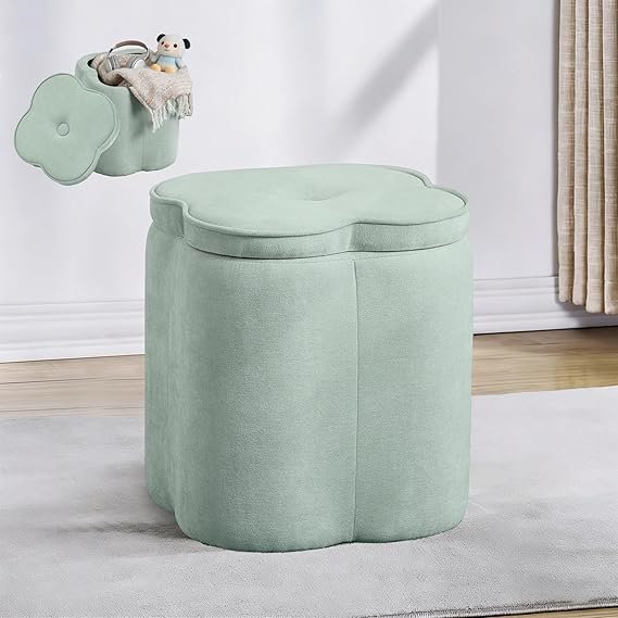 Floral Storage Ottoman Pouf – 19.5" Round, Holds 300 lbs
