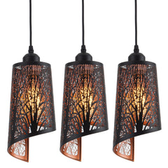 Black Gold Hollow-Carved Pendant Light – Farmhouse Metal Fixture