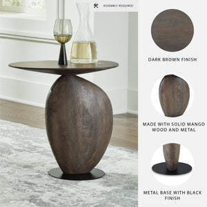 Signature Design by Ashley Cormmet Industrial Accent Table with Metal Base, Dark Brown & Black