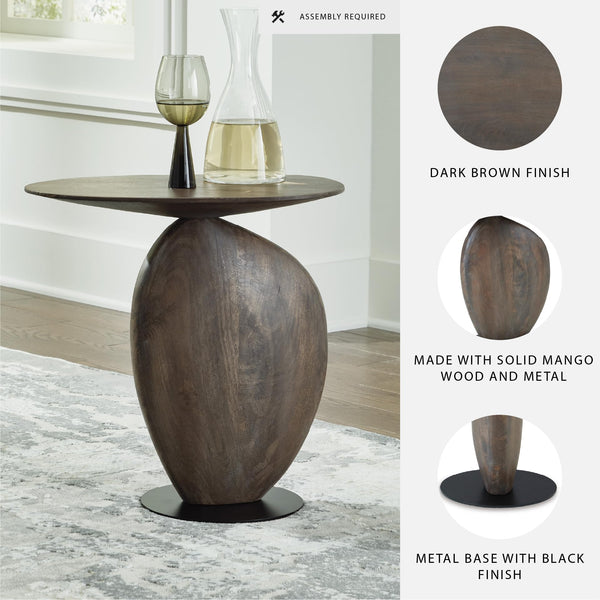 Signature Design by Ashley Cormmet Industrial Accent Table with Metal Base, Dark Brown & Black