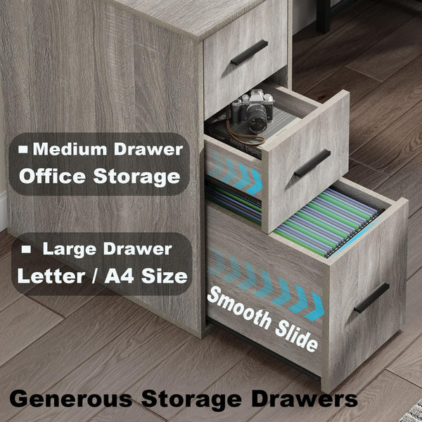 L-Shaped Corner Desk with Drawers & Storage