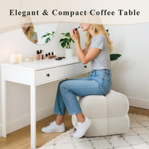 Square Sherpa Ottoman Stool with High-Density Foam