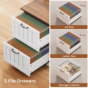 L-Shaped Desk with Drawers, File Cabinet & Monitor Stand – 63"