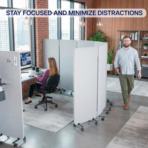 6-Panel Mobile Privacy Panel System – 145" x 66" Freestanding Room Divider