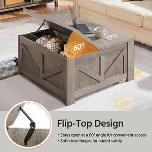 Square Lift Top Coffee Table with Hidden Storage