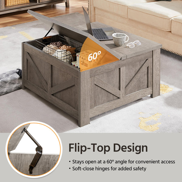 Square Lift Top Coffee Table with Hidden Storage