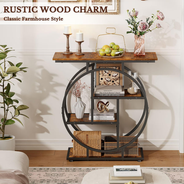 Narrow Console Table with Storage Shelves, 31.5"