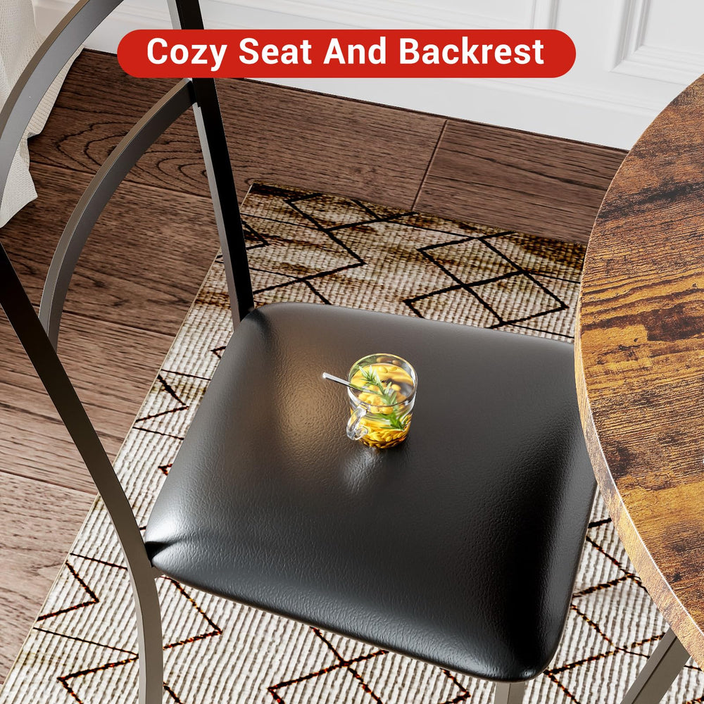 Round Dining Table Set for 2 with Upholstered Chairs