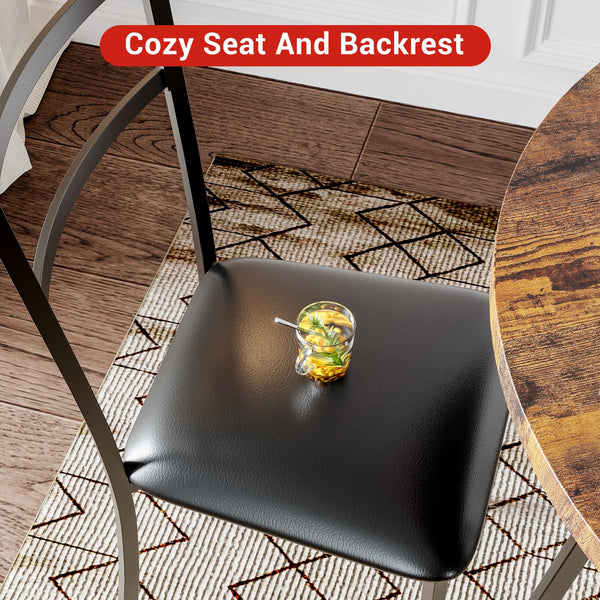 Round Dining Table Set for 2 with Upholstered Chairs