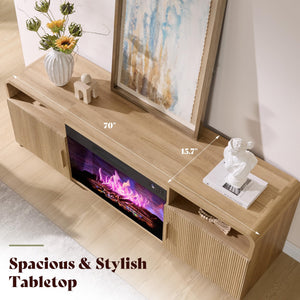 70" Fluted TV Stand with 30" Electric Fireplace