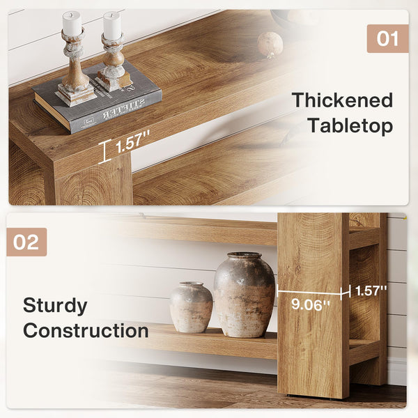 70.9" 3-Tier Console Table with Storage Shelves