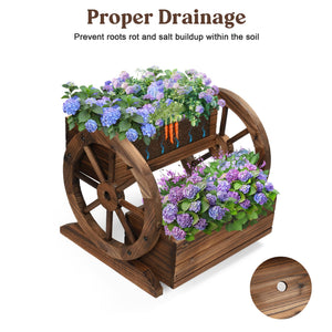 2-Tier Wooden Planter Box with Wheels
