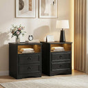 2-Drawer Wood Nightstand with Open Compartment