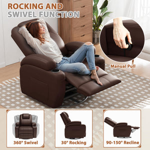 Swivel Rocker Recliner Chair with Vibration Massage