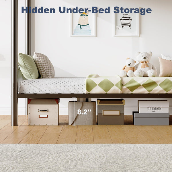 Twin Over Twin Metal Bunk Bed with Storage